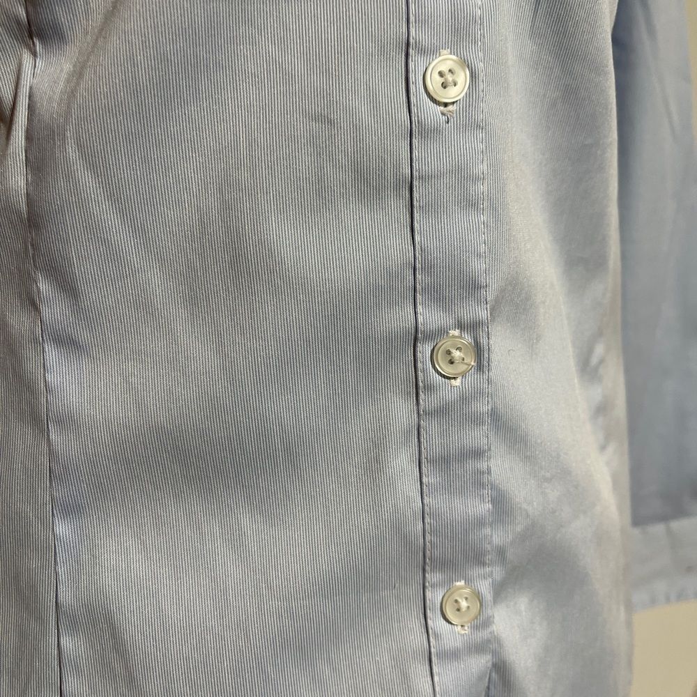 Quintessential blue pink stripe button down blouse - Picture 9 of 14